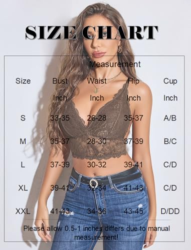 Image of Avidlove Bralettes for Women Lace Wireless Bra V Neck Racerback Crop Top Adjustable Lingerie No Padded