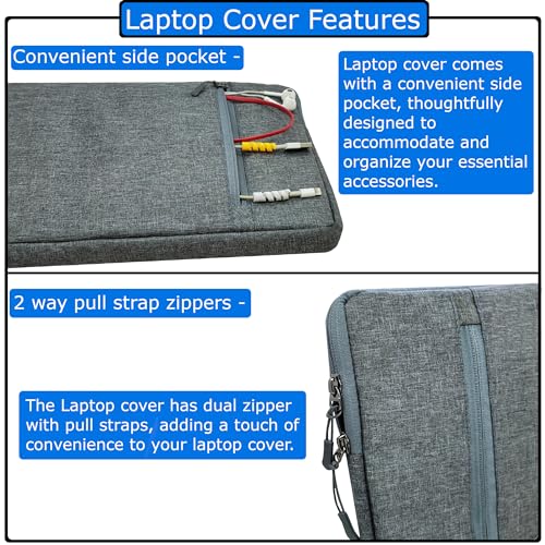 Image of Laptop Sleeve for 14 inch Laptop, Set of 2 Grey Fabric Sleeves (14)