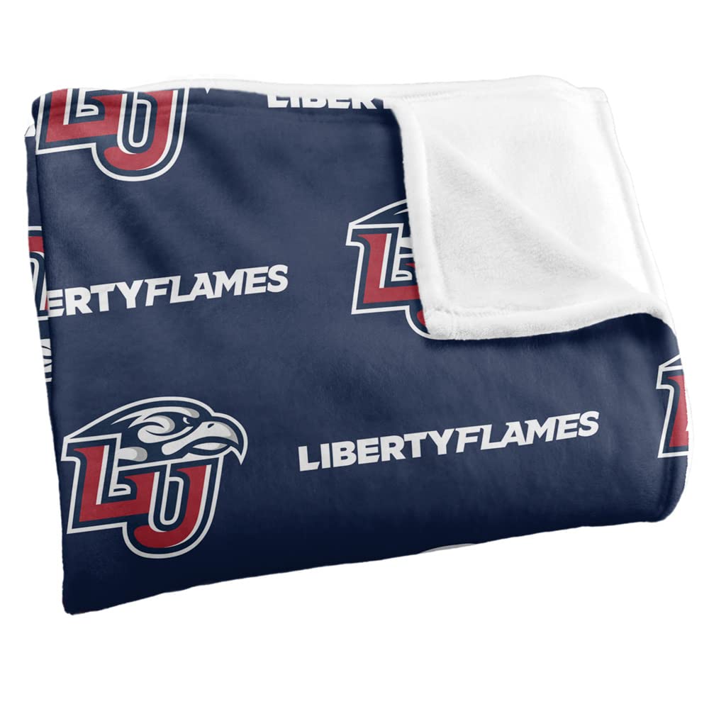 Liberty University Flames - Manta de 36 x 58 pulgadas, patrón de logotipo, tacto sedoso súper suave