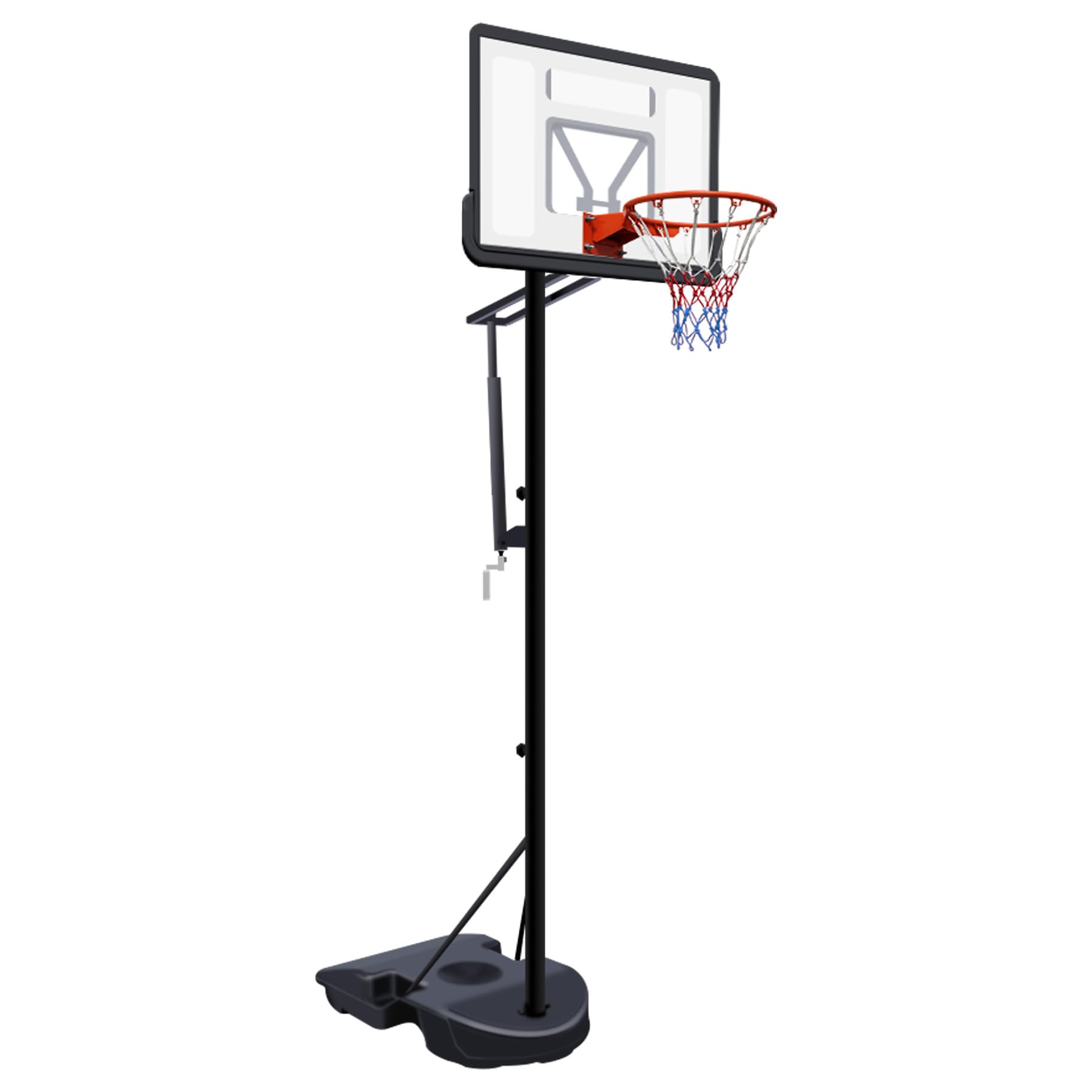 Portable Basketball Hoop Outdoor,6.8-10ft Hand Crank Height Adjustable,Basketball Hoop in Ground,Shatterproof Backboard for Youth and Adults in