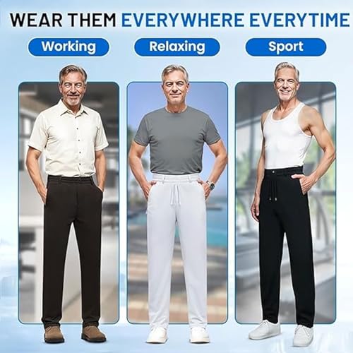 Meshirons Ice Silk Mesh Panel Casual Pants, Cooling Pants for Men, Away Sweat and Release Heat Quick Drying with Breathab4