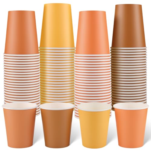 NatNarr 100 Pack Disposable Fall Cups, 9oz Gradient Orange Paper Cups