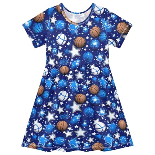 Toddler Girls' Dresses Basketball Pentagram Short Sleeve Sundress 20848988
