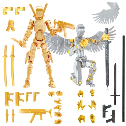 PEKOIU T13 Action Figure Set (Assembly Completed) Age 3+ 3D Printed Multi-Jointed Multi-Articular Lucky Mobile Robot Desktop Decorations for Game Lovers Toys