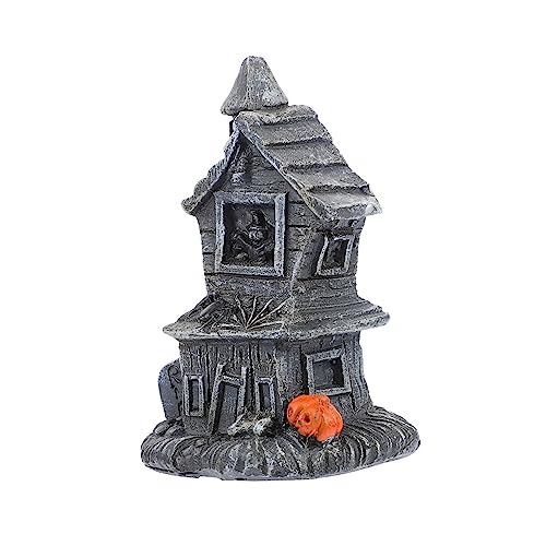 JUMPLAWN 1pc Led Haunted House Decor for Halloween Home Decoration Adornment Battery Operated Light-up Witch House for Festive Atmosphere and Gifting