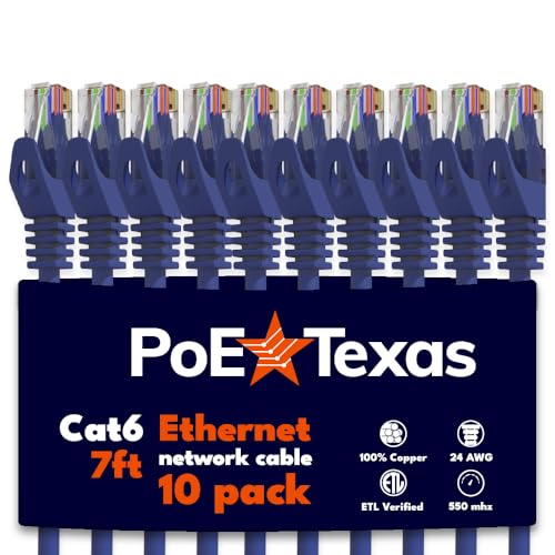 Cable Ethernet Cat 6 PoE Texas 7 pies 10 unidades azul miniatura 1