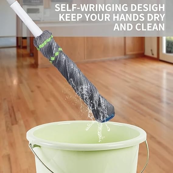 Image of Xmart India Microfiber Twist Mop with Squeeze Handle | Floor Cleaning Mop Stick with Super Absorbent Head | Easy Wringer Spin Mop for Tiles | Durable Floor Cleaner for Home Kitchen Bathroom