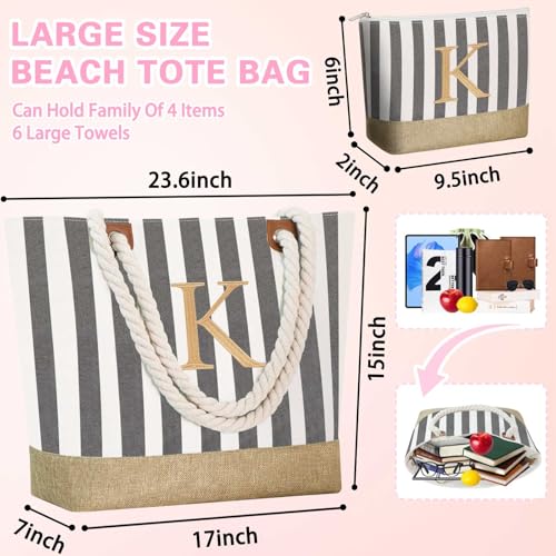 Image of GhvyenntteS Personalized Tote Bags for Women - Large Beach Bag & Makeup Bag, Birthday Gifts for Women Bridal Wife Mom Grandma Teacher Friend