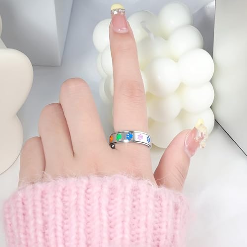 Miniatura 4 de Anillo giratorio para aliviar la ansiedad y la ansiedad anillo giratorio de acero inoxidable de titanio, para amantes de las mascotas, amantes de