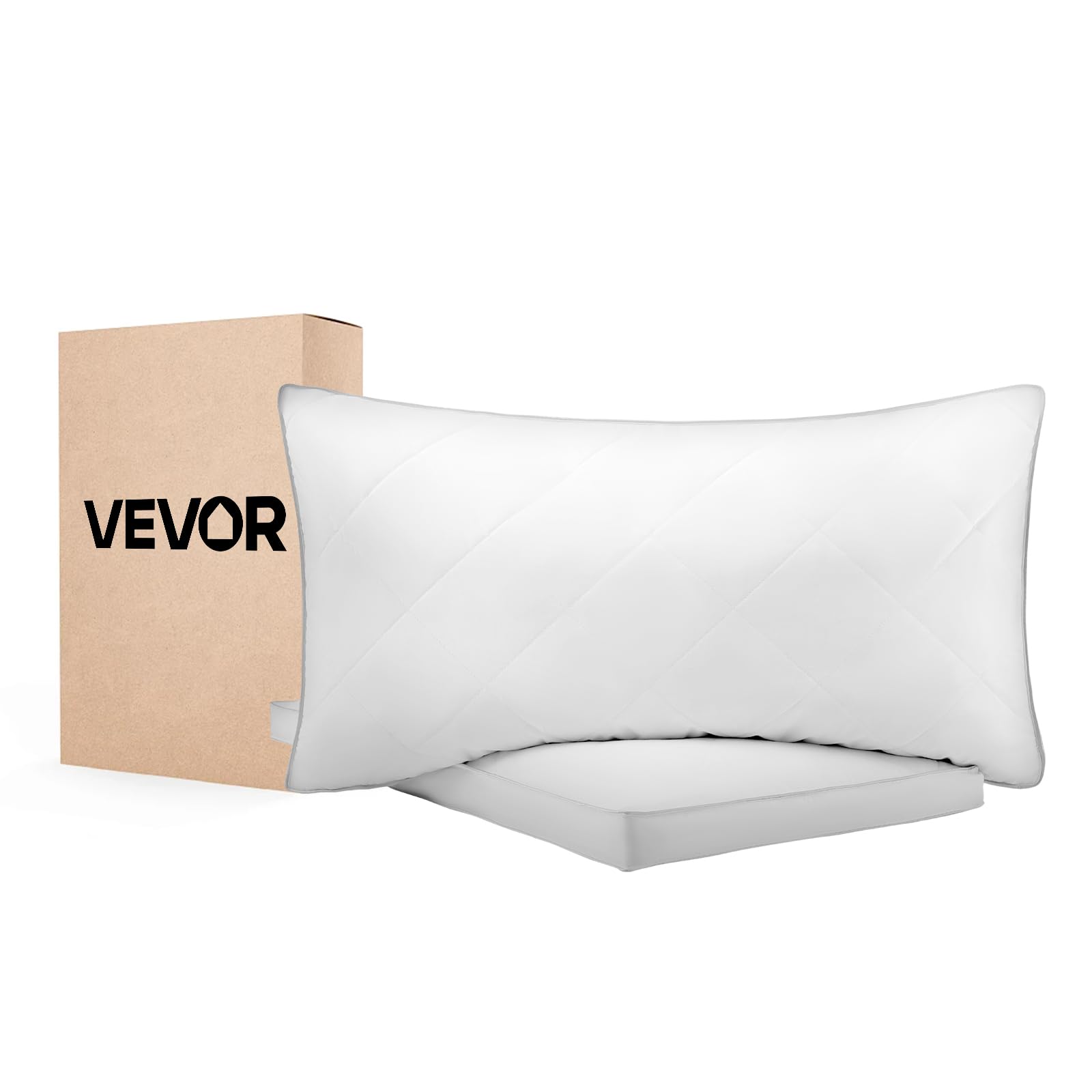 VEVOR Bed Pillows for Sleeping, Set of 2, Queen Size Luxury Quality Hotel Pillows with Original Down Alternative Filling, Supportive and Fluffy, Bedding for Back, Stomach and Side Sleepers, White