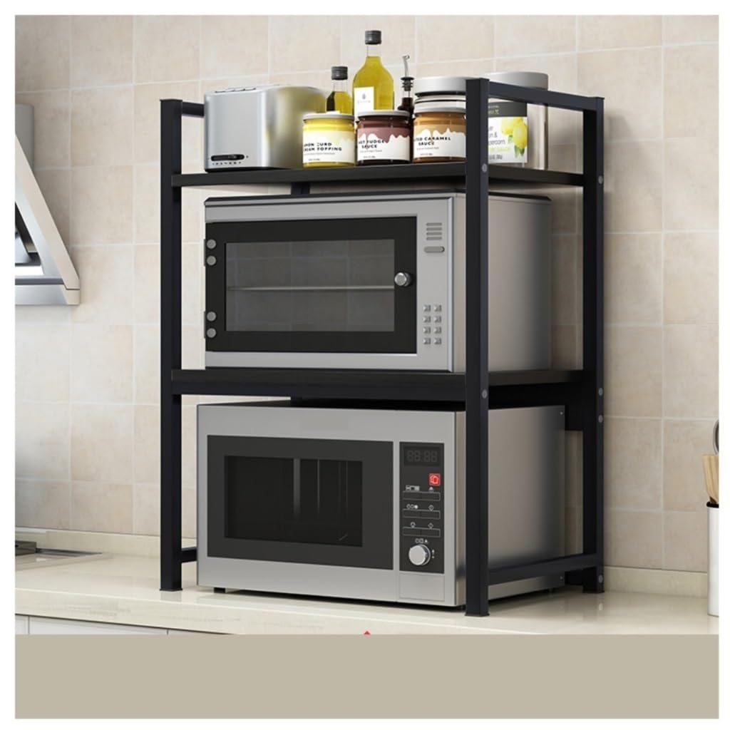 Mikrowellen-Regal Mit 3 Ebenen – Freistehend, Schwarz, 51x35x68cm, Trägt Bis 15kg, Für Küche & Home-Office