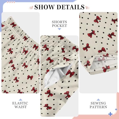 Pajama Pants Sleep Pants Soft Elastic Waist Pajama Lounge Pants Cute Red Bow Polka Dot for 6-14 Years Old4