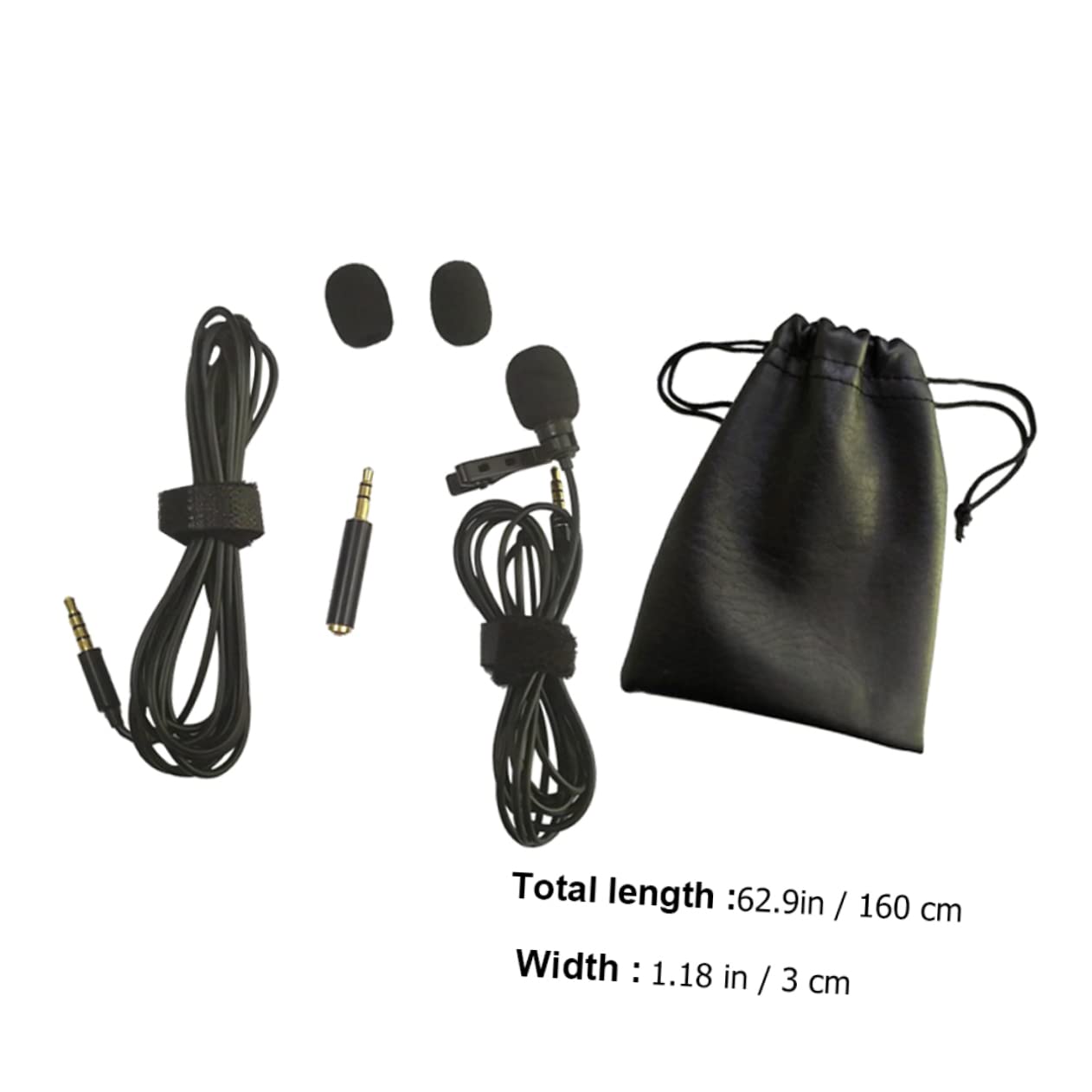 Yardwe 1Set Multifunctional Collar Clip Microphone Clip Mic Kit with Extension Cable Bag Windscreens Adapter Compatible with Smartphones