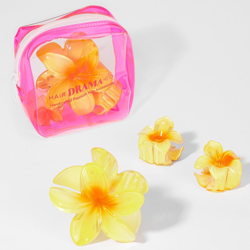 Hair Drama Co. Flower Hair Claw Hawaiian Clips for Women – Set of 3 | Beach Tropical Floral Claw Clips Hair Accessories for Women & Girls | Yellow Bun Clutch Clips Hair Drama Co. Flower Hair Claw Hawaiian Clips for Women – Set of 3 | Beach Tropical Floral Claw Clips Hair Accessories for Women & Girls | Yellow Bun Clutch Clips