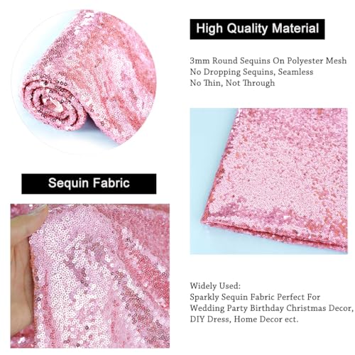 Pardecor Sequin Fabric by The Yard - Glitter Mesh Fabric, Little Mermaid Pattern, Sparkle Cloth (1 Yard, Fuchsia Pink)