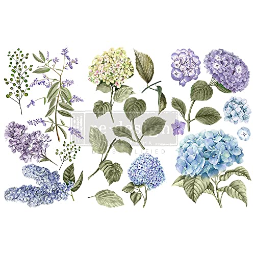Redesign With Prima Small Transfers Mystic Hydrangea 3 Sheets,6