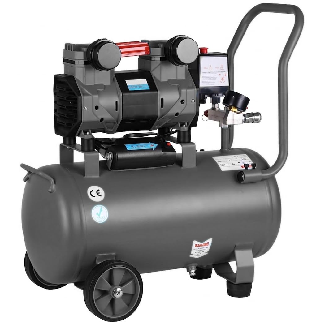 Compresor de aire profesional con certificado CE SILENCIOSO, 24 litros 1.5 CV / 1.1kW 8 Bares (Versión de mayor cilindro)