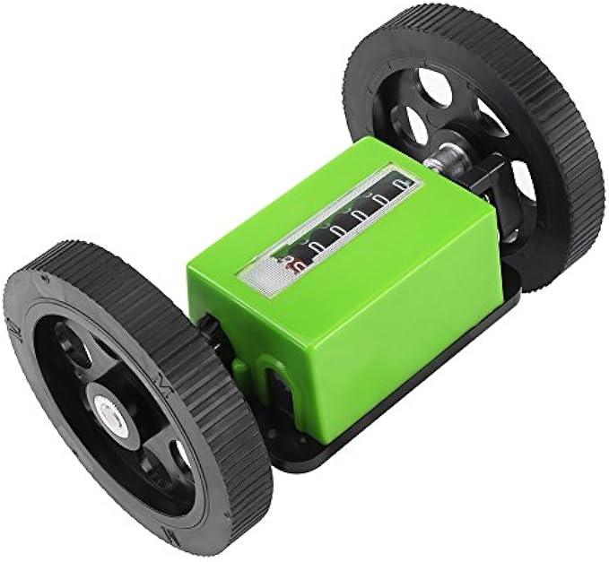 Rolling Meter Counter, 1 Pack 6 Digit Meters Rolling Mechanical Length Counter for Measuring Textile 0-9999.9 Yard, Printing, Artificial Leather, Meter Counter Wheel Green