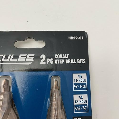Miniatura 2 de HERCULES - Brocas de acero cobalto #4#5 HA22-61, punto de arranque sellado, 2 piezas, tamaño grande