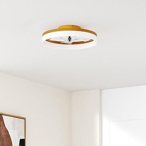 Miniatura 66 de VOLISUN Ventiladores de techo de perfil bajo con luces y control remoto, ventilador de techo empotrado, 3000 K-6500 K, luz LED inteligente sin Negro