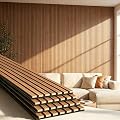Wood Slat Wall Panels - 4 Pack 93.7" × 11" - Acoustic Panels Noise Reduction for Home Office Studio, 3D Fluted Sound Dampening Absorbing Panels, Walnut