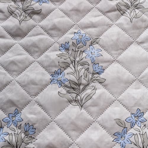Image of House of Quirk 'Mughal Series' Anti-Slip Sofa Cover Mat with Pocket | Polyester Couch Protector for Pets, Kids & Spills (Beige Wildflower, 180x120cm, Two Seater)
