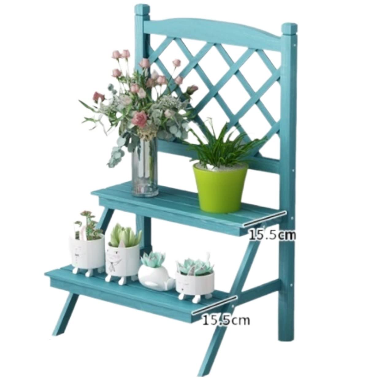 YUANCHUTOP Stylish Blue Wood Plant Stand for Indoor/Outdoor Use - 47x36x75cm Flower Pot Display Shelf & Versatile Garden Decor, Perfect for Potted Plants