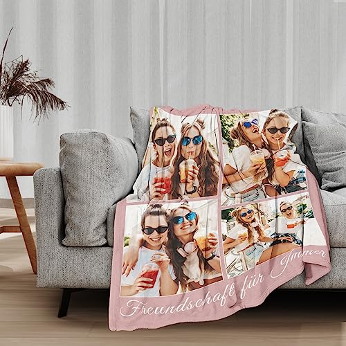 Giftove Personalisierte Decke mit Foto, 100% Flanell Kuscheldecke Personalisiert, Personalisierte Geschenke für Frauen Beste Freundin Schwester, Fotogeschenke zum Geburtstag Jahrestag Hochzeitstag