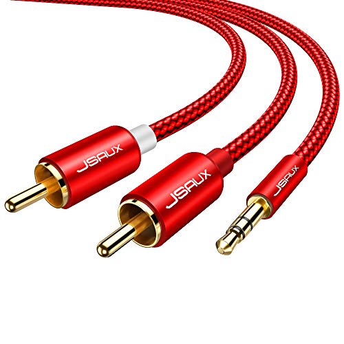 JSAUX RCA Cable, [6.6ft/2M, Dual Shielded Gold-Plated] 3.5mm Male to 2RCA Male Stereo