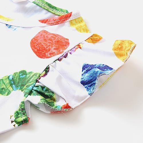 Toddler Girls Dress Caterpillar Print Dresses Ruffle Bottom Flutter Sleeve Apparel 2-8Y3