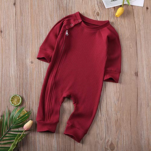 Newborn Baby Boy Girl Knitted Romper Jumpsuit Solid Long Sleeve Legging Bodysuit Playsuit Clothes Winter 0-18M4