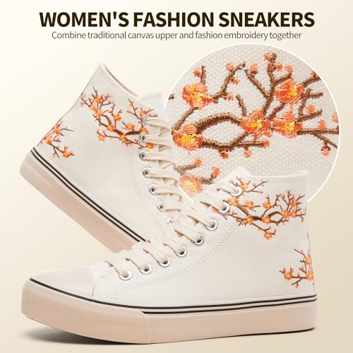 Iarus High Top Sneakers for Women White Canvas Comfortable Shoes for Women Walking Casual Sneakers Tennis Shoes2