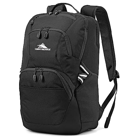 High Sierra Swoop Backpack with Laptop Pocket + Tablet Sleeve, Fits most 17” Laptops, 30L, Black Cover