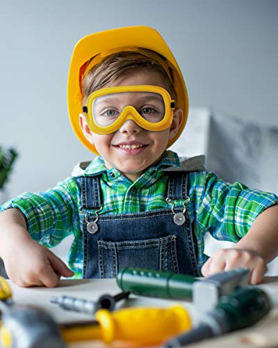 STEAM Life Kids Tool Set with Power Toy Drill - Toy Tool Set Contains Tool Box and Toy Hammer, Goggles, Power Drill and Play Tools Accessaries.
