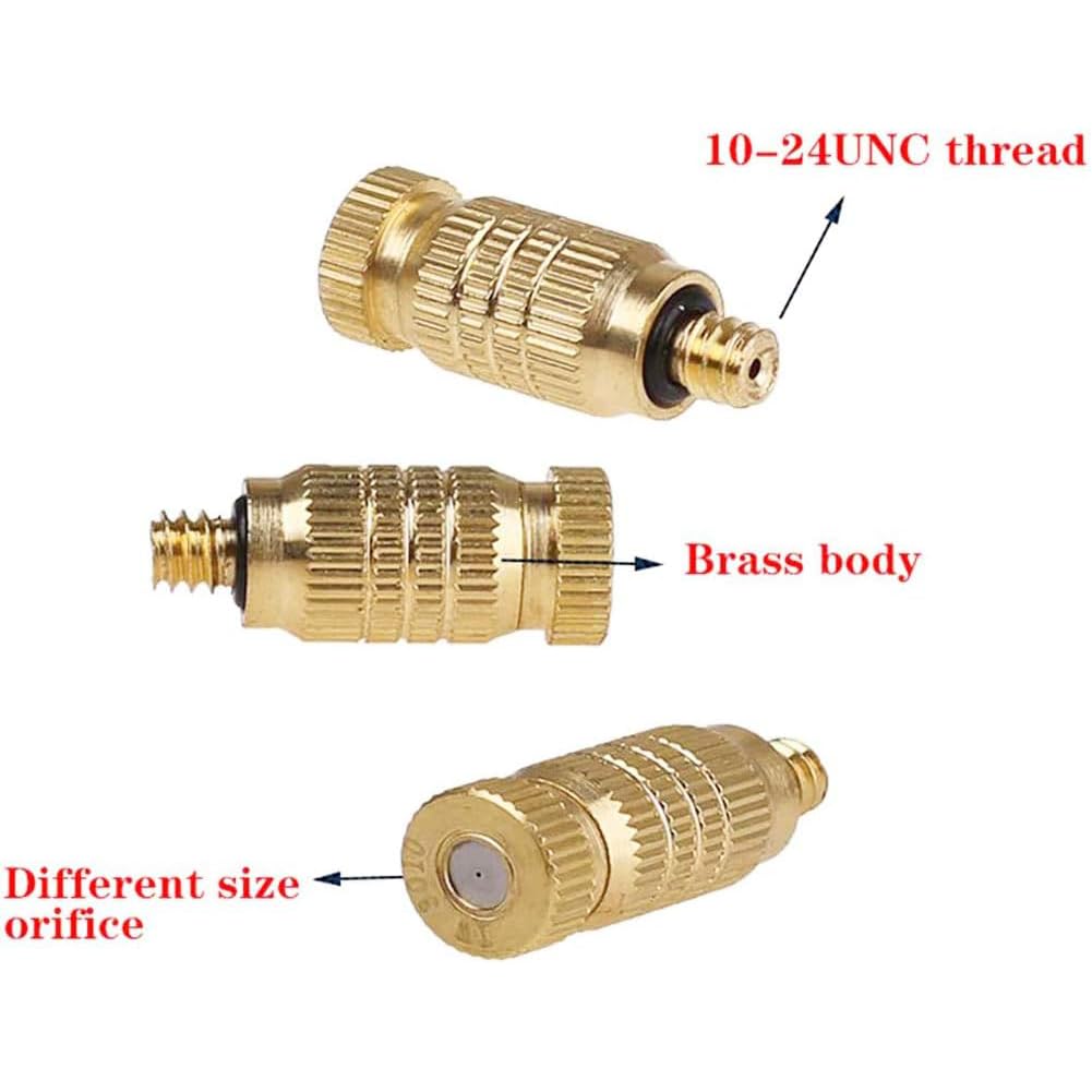 Buse de pulvérisation en laiton, buse de pulvérisation haute pression 10/24 UNC, buse anti-goutte pour système de pulvérisation extérieur, buse pour système de refroidissement extérieur paysager (50