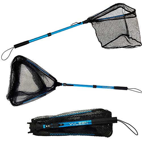YVLEEN Folding Fishing Net - Foldable Fish Landing Net Robust Aluminum Telescopic Pole
