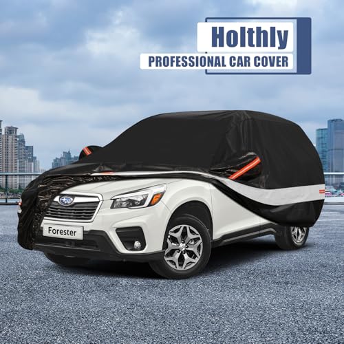 Image of 10 Layers SUV Car Cover Custom Fit for Subaru Forester (1998-2024) Waterproof All Weather for Automobiles, Outdoor Full Cover Sun UV Rain Protection with Cotton.Black