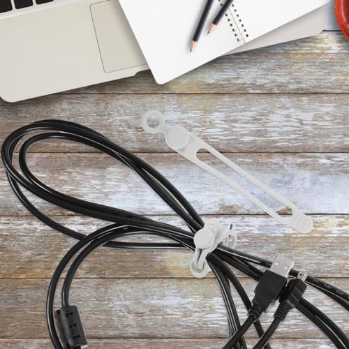 10 Piezas de Organizadores de Cables de Silicona para Cables de Datos y Auriculares, Juego Reutilizable en Color Gris miniatura 7