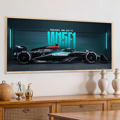 Image of kotart Big Mercedes Formula 1 Car Framed Posters Gift Items for Boys Room Wall Decoration Bedroom Living Room Office Studio Decor | Car Poster Frame for Wall Decor Set Of 1 Size (13 x 25 inch)