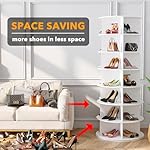 SpaceAid 7 Tier Rotating Shoe Rack Tower, Spinning Shoe Display Lazy Susan, Revolving 360 Shoe Rack Storage Round Carousel, Vertical Handbag Rotate Shoes Closet Organization (7-Tier White) - Image 3