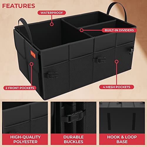 GADLANE Heavy Duty Jumbo Car Boot Organiser Storage Boot Tidy Foldable Shopping Bag Tools Holder - Black - Image 3