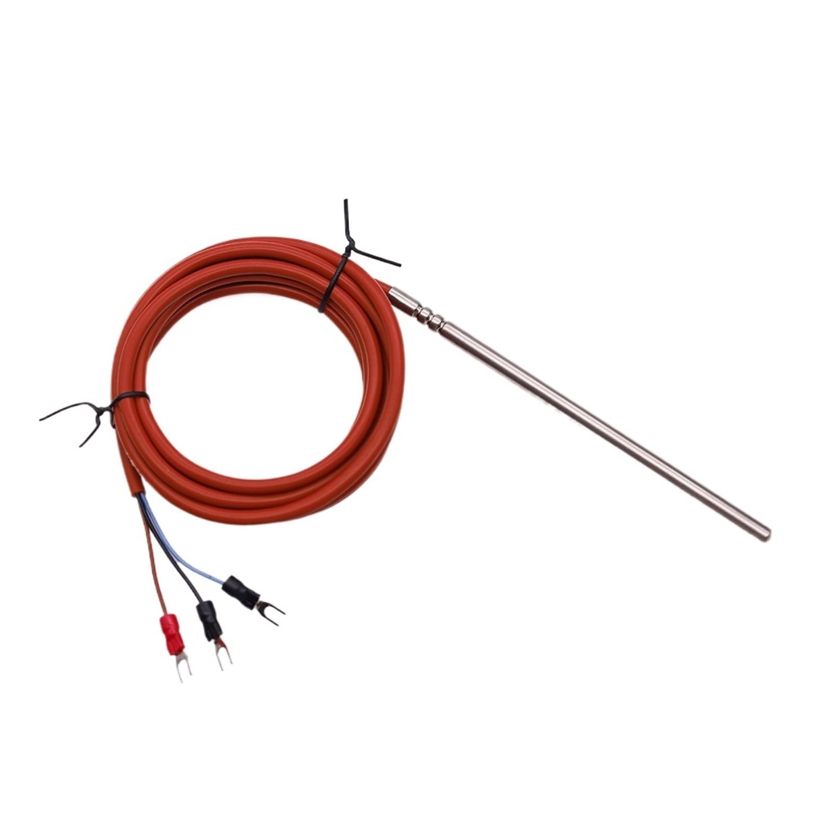 5pcs 6*140mm 3 Wire Type PT100 Thermocouple Waterproof Temperature Probe High Sensor With Silicon Cable(With 2m cable)