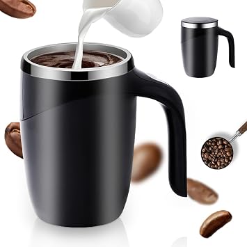 JUDUNA 2025 New Automatic Magnetic Stirring Coffee Mug, Automatic Coffee Cup Stirrer Auto Mug Black