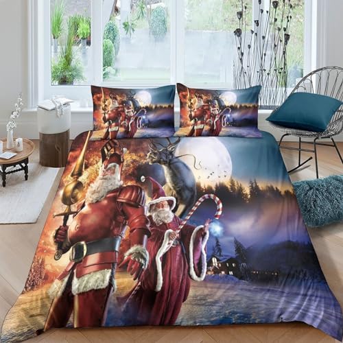 Funda nórdica de Papá Noel 3D juego de cama microfibra King de 3 piezas 2