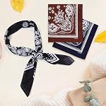 Mochabao 100% Cotton 35" x 35" Large Head Scarf for Women‘s Hair, 3 Pcs Lightweight Square Hair Scarves, Shawl Wraps for Women