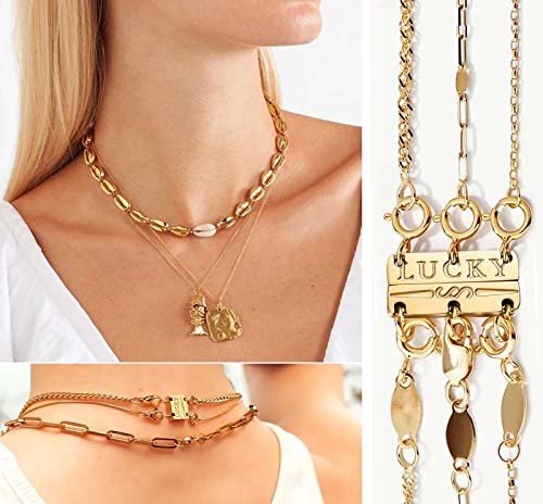 Dailyacc Lucky Necklace Layering Clasp 18K Gold and Silver Multiple Necklace Clasps for Layered Look Separator