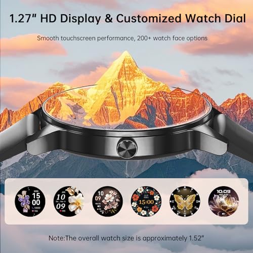 Image of Smart Watches for Men Women(Answer /Make Calls), 1.27 inch HD Screen Fitness Tracker with Heart Rate /Sleep Monitor, 130+ Sport Modes IP68 Waterproof Activity Tracking, Smart watch for Android iPhone, Black
