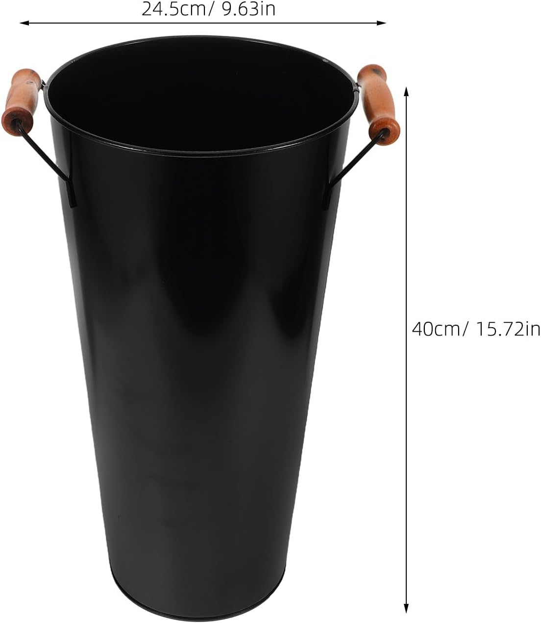Cabilock Firewood Storage Bin: 40cm Tall Iron Bucket with Carry Handle - Metal Firewood Holder - Coal Bucket for Fireplace Charcoal Storage Pails
