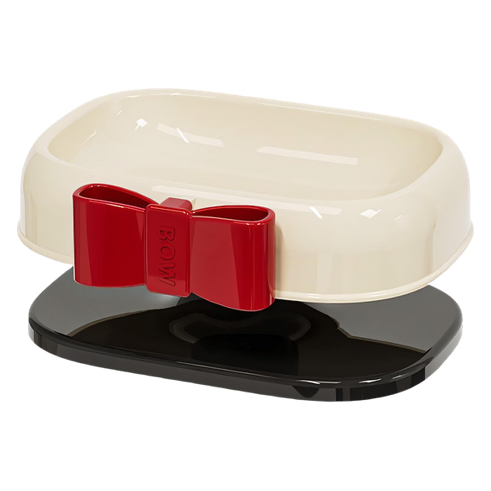 hogtnd Stylish Soap Box with Bow Decoration Drainage Design Container for Bathroom Countertop Storage Accessories