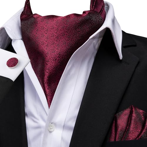 Image of Dubulle Paisley Floral Ascot for Men Self Tie Mens Cravat and Pocket Square Cufflinks Wedding